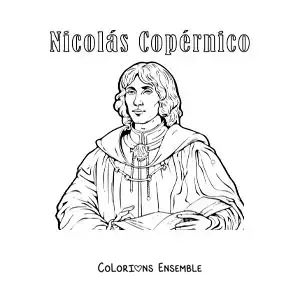 Image à colorier de Nicolas Copernic version dessin animé pour les enfants