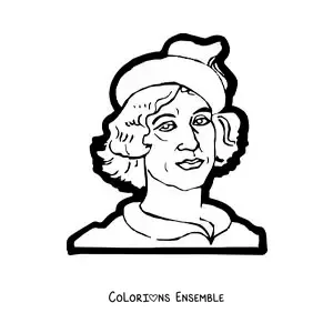 Image à colorier d’un portrait facile de Nicolas Copernic
