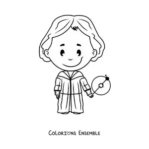 Image à colorier de Nicolas Copernic kawaii