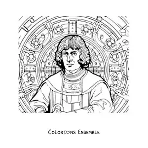 Image à colorier de Nicolas Copernic version dessin animé
