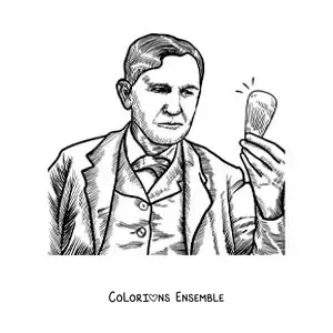 Image à colorier d’un portrait au crayon de Thomas Edison
