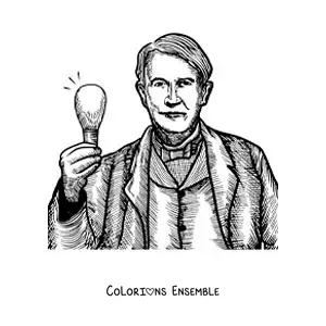 Image à colorier d’un portrait réaliste de Thomas Edison