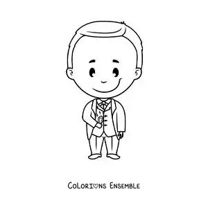 Image à colorier de Thomas Edison kawaii