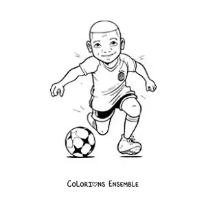 Image à colorier d’une caricature de Kylian Mbappé
