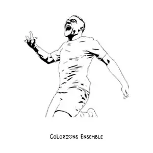 Image à colorier de Kylian Mbappé célébrant un but