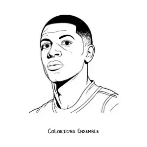 Image à colorier d’un portrait facile de Kylian Mbappé