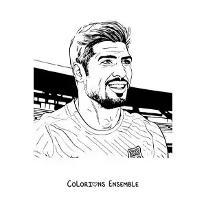 Image à colorier d’un portrait réaliste de Luis Suárez