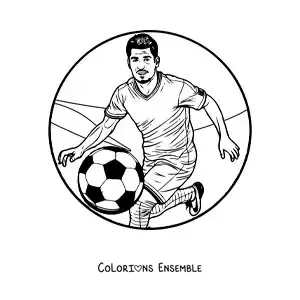 Image à colorier de Luis Suárez version dessin animé en train de jouer au football
