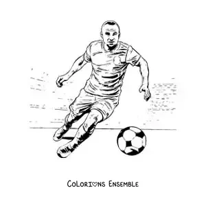 Image à colorier d’Andrés Iniesta en train de jouer au football