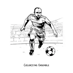 Image à colorier d’Andrés Iniesta pendant un match de football