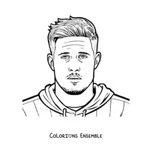 Image à colorier d’un portrait de Kevin De Bruyne version dessin animé
