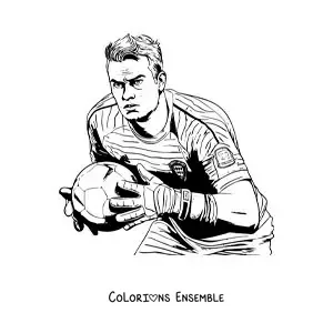 Image à colorier de Manuel Neuer jouant au football comme gardien de but