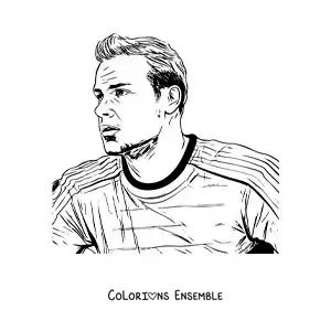 Image à colorier d’un portrait réaliste de Manuel Neuer