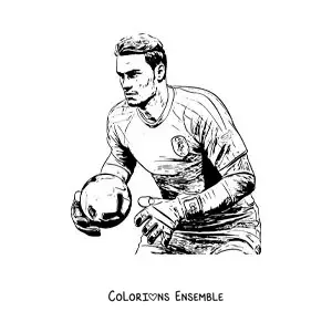 Image à colorier de Manuel Neuer en train de jouer au football