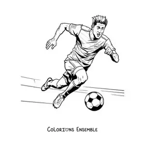 Image à colorier d’une caricature de Robert Lewandowski en train de jouer au football