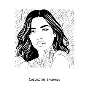 Coloriage d’un portrait de Dua Lipa