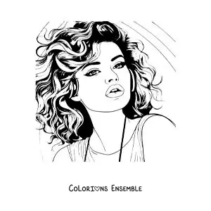 Coloriage d’un portrait de Selena Gomez