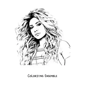 Coloriage d’un portrait réaliste de Shakira