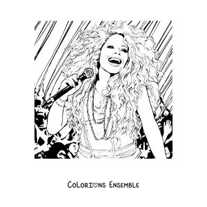 Coloriage de Shakira en train de chanter en concert
