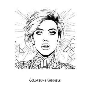 Coloriage d’un portrait de Miley Cyrus version dessin animé