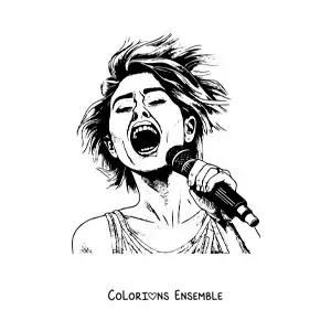 Coloriage de Miley Cyrus en train de chanter dans un style réaliste