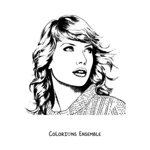 Coloriage d’un portrait réaliste de Taylor Swift