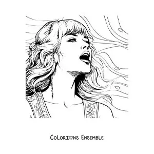 Coloriage d’un portrait de Taylor Swift