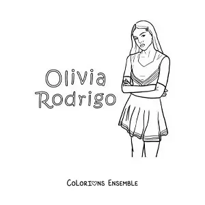 Coloriage d’Olivia Rodrigo version dessin animé
