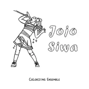 Coloriage de JoJo Siwa version dessin animé en train de chanter