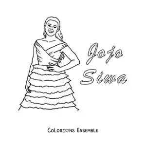 Coloriage de JoJo Siwa version dessin animé avec une robe