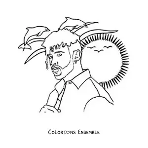 Coloriage d’un portrait réaliste de Bad Bunny