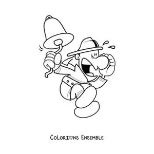 Image à colorier d'un dessin de pompier en alerte