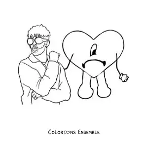 Coloriage de Bad Bunny et de son album Un Verano Sin Ti