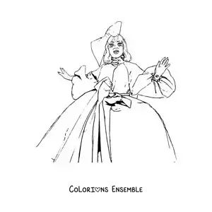 Coloriage de Lady Gaga version dessin animé avec une robe