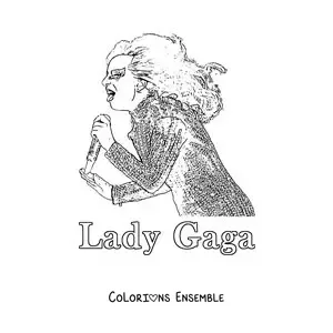 Coloriage de Lady Gaga en concert dans un style réaliste