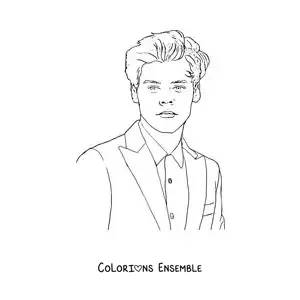 Coloriage d’un portrait réaliste de Harry Styles