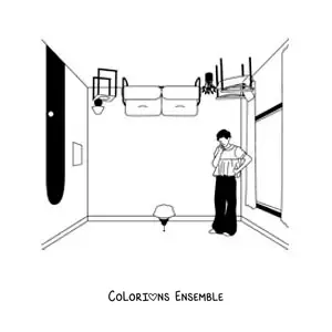 Coloriage de Harry Styles sur la pochette de son album Harry’s House