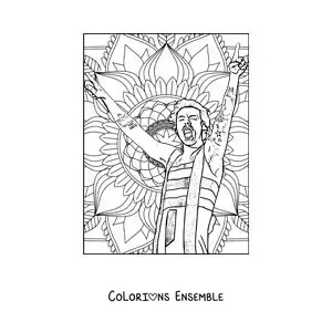 Coloriage d’un mandala de Harry Styles en train de chanter