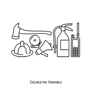 Image à colorier des outils des pompiers