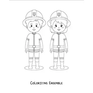 Image à colorier d'un duo de pompiers