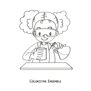 Image à colorier d'une fille scientifique