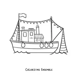 Image à colorier d’un bateau de pêche