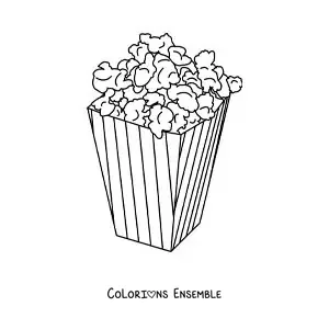 Image à colorier de popcorn de cinéma
