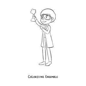 Image à colorier d'un scientifique avec des lunettes de protection