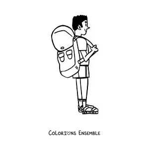 Image à colorier d'un routard dessiné
