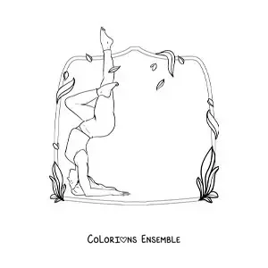 Image à colorier d'une jeune femme qui pratique le yoga