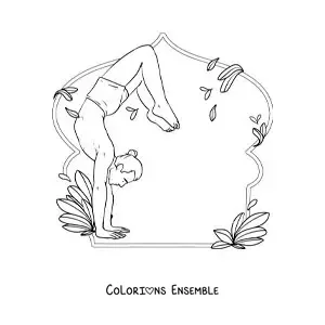 Image à colorier d'un jeune homme qui pratique le yoga