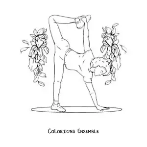 Image à colorier d'une fille qui pratique le yoga