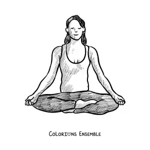 Image à colorier d'une femme qui médite