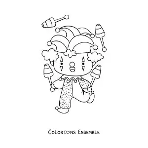 Image à colorier d’un éléphant de cirque sur un monocycle